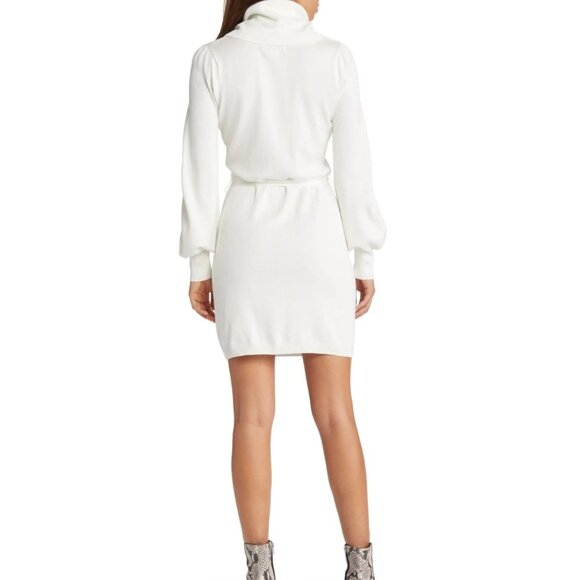 Sam Edelman White Cowl Neck Sweater Dress White Size Medium Chic Fall/Winter - Picture 2 of 15